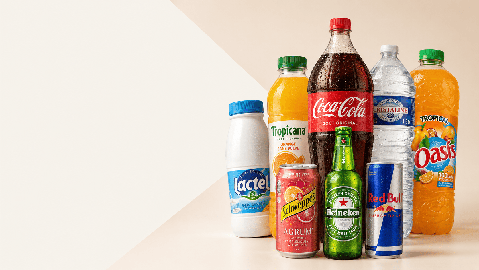 Sélection boissons Destockage Alimentaire : eaux, jus, sodas et boissons fraîches