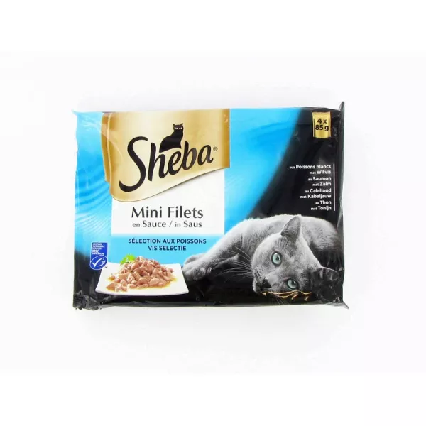 Pâtée pour chat Mini Filets sélection poissons en sauce 4 x 85 g