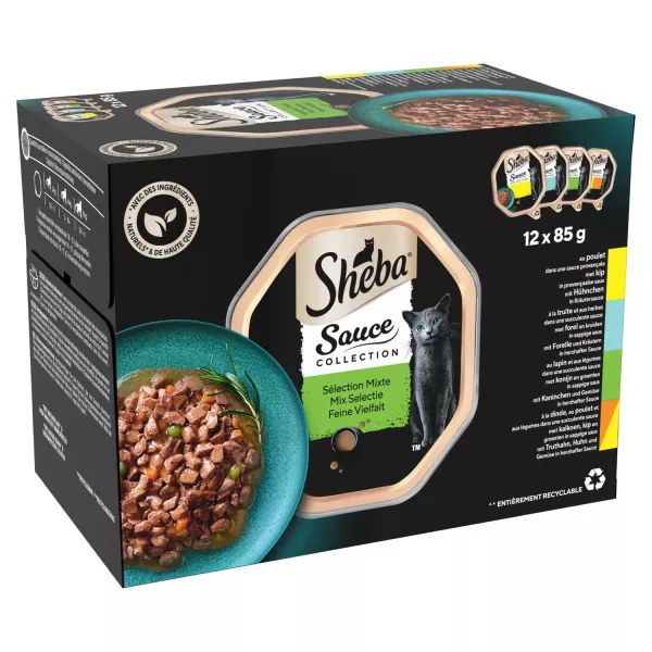 Barquettes pour chat sélection mixte en sauce 12 x 85 g
