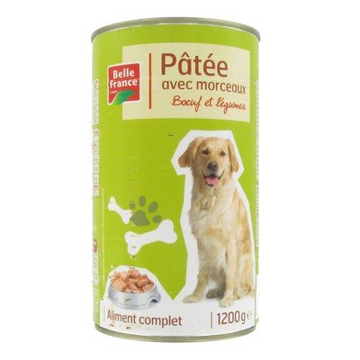 Pâtée avec morceaux bœuf et légumes pour chien 1,2 kg Belle France