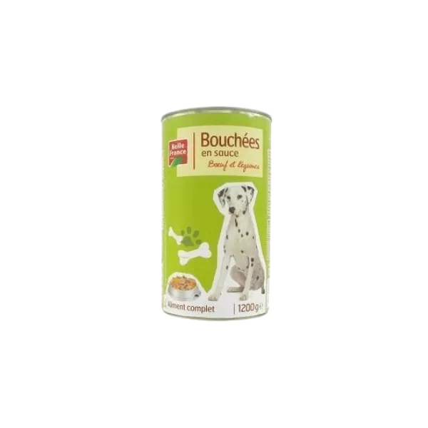 Bouchées en sauce pour chien bœuf et légumes 1,2 kg Belle France