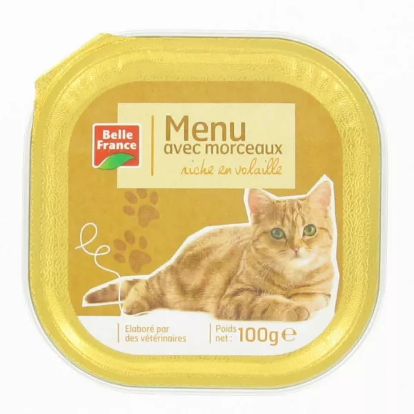 Menu chat riche en volaille barquette 100 g