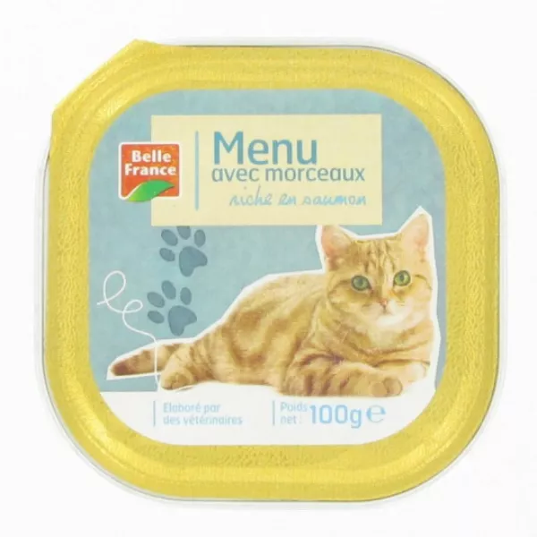 Menu pour chat riche en saumon barquette 100 g