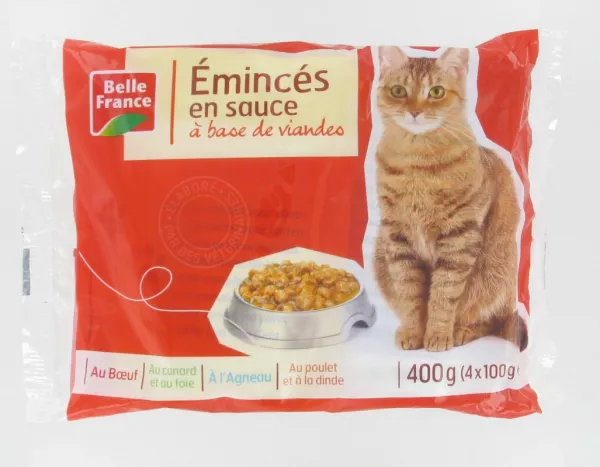 Émincés en sauce pour chat aux viandes 4 x 100 g