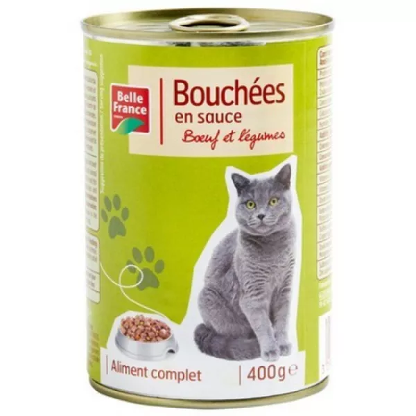 Bouchées en sauce pour chat bœuf et légumes 400 g