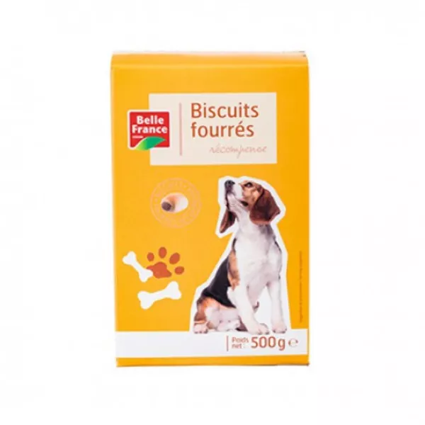 Biscuits fourrés récompense pour chien 500 g Belle France