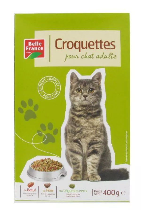 Croquettes pour chat adulte bœuf foie et légumes verts 400 g