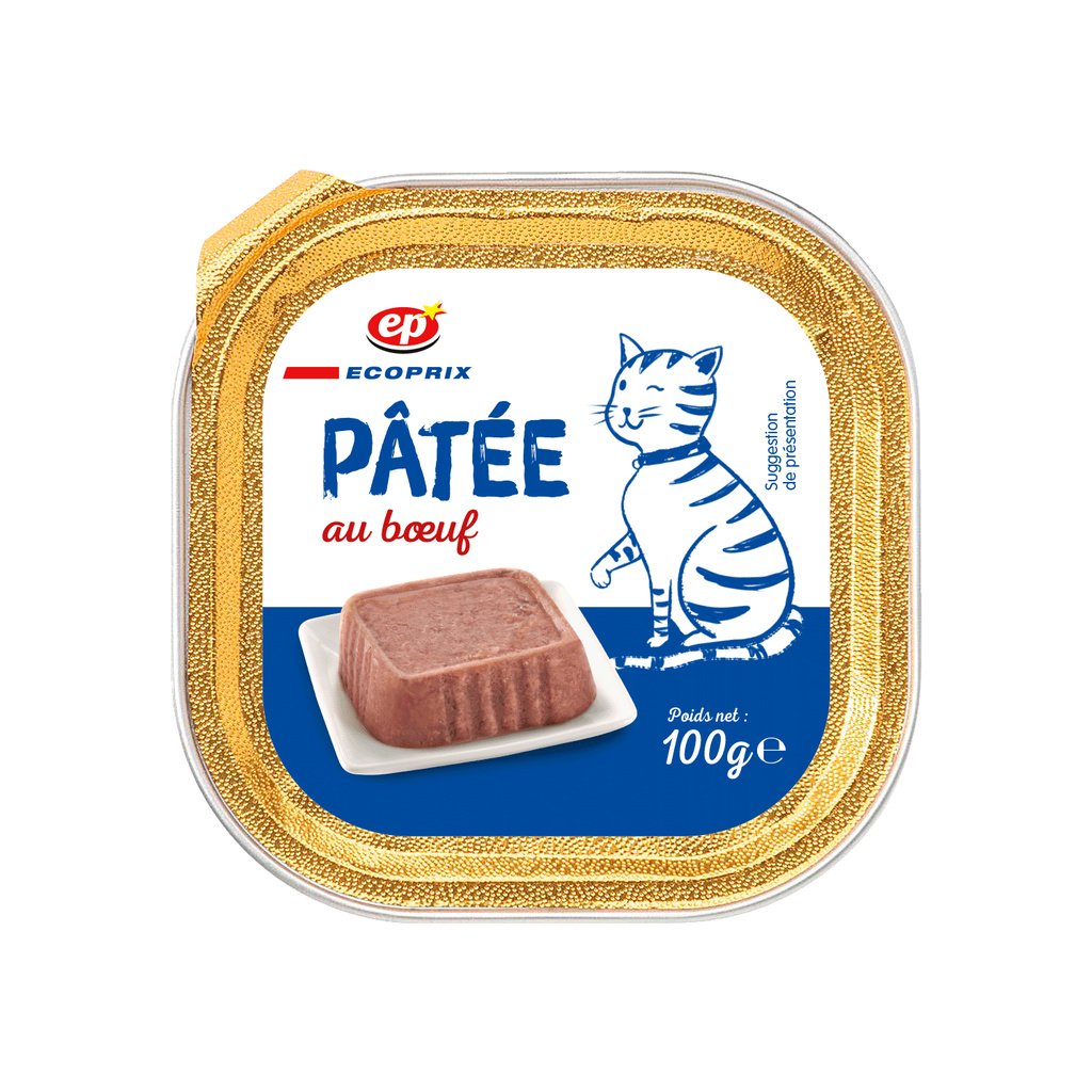 Pâtée au bœuf pour chats barquette 100 g