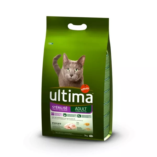 Croquettes pour chat adulte stérilisé au poulet et à l’orge 3 kg