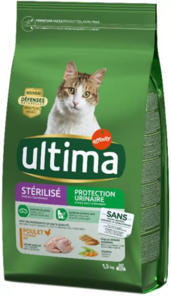 Croquettes pour chat stérilisé au poulet protection urinaire 1,5 kg