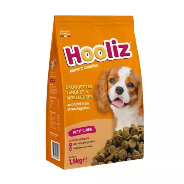 Croquettes pour chien adulte petit <10 kg poulet légumes 1,5 kg Hooliz