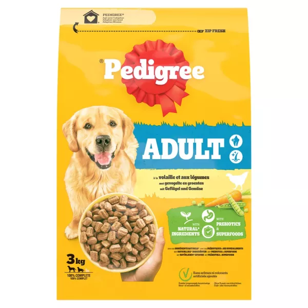 Croquettes pour chien adulte à la volaille et aux légumes 3 kg Pedigree