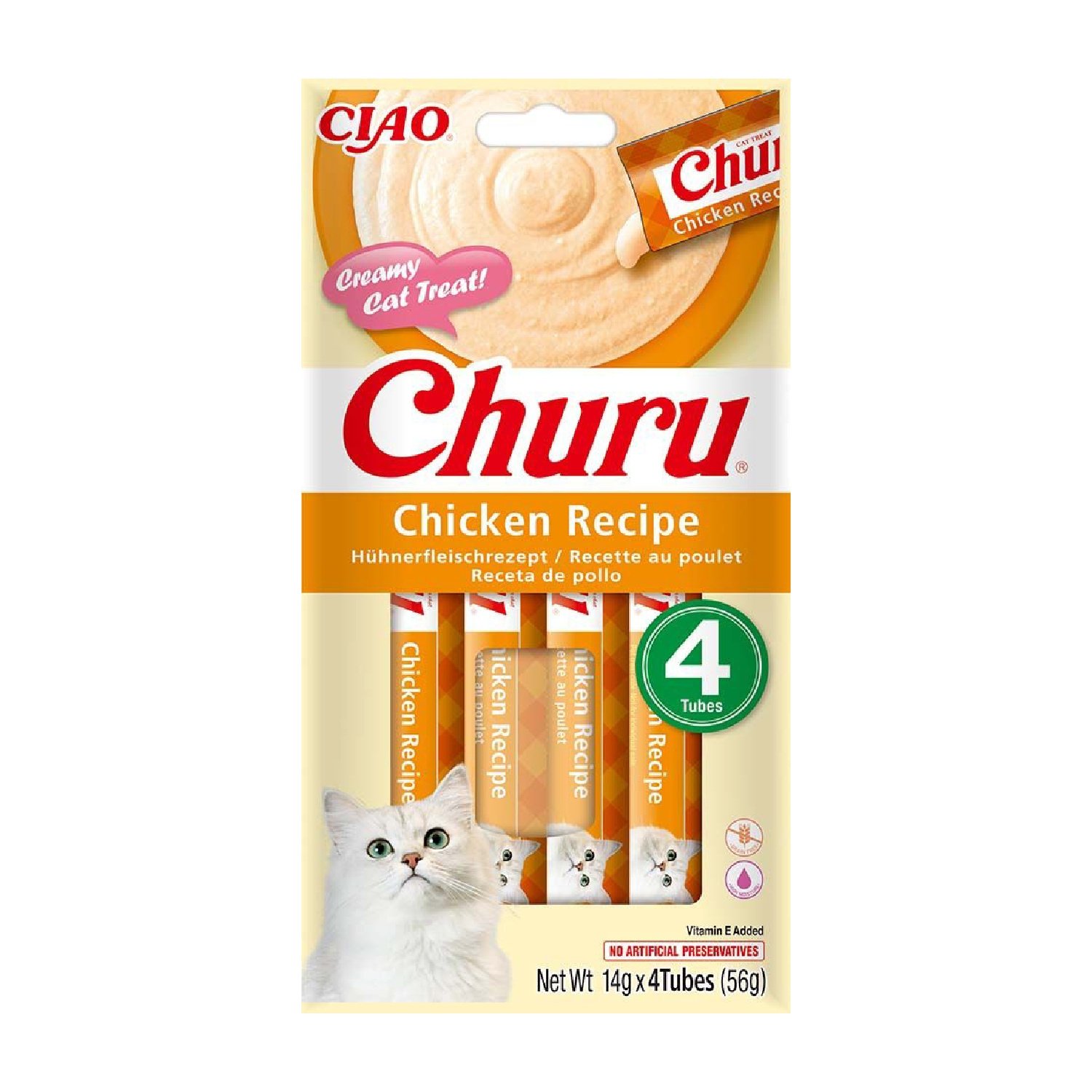 Friandises crémeuses pour chat au poulet 4 x 14 g