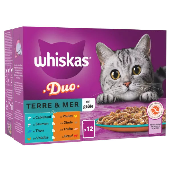 Pâtée pour chat Duo Terre & Mer en gelée 12 x 85 g