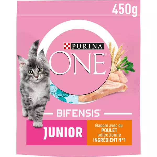 Croquettes pour chaton Junior riches en poulet 450 g