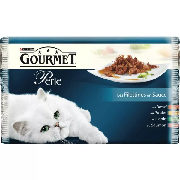 Pâtée pour chats Perle Filettines en sauce 4 x 85 g