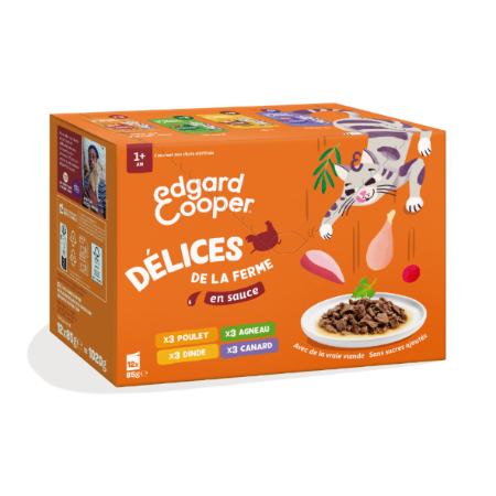 Multipack pâtée pour chat Délices de la Ferme en sauce 12 x 85 g Edgard & Cooper