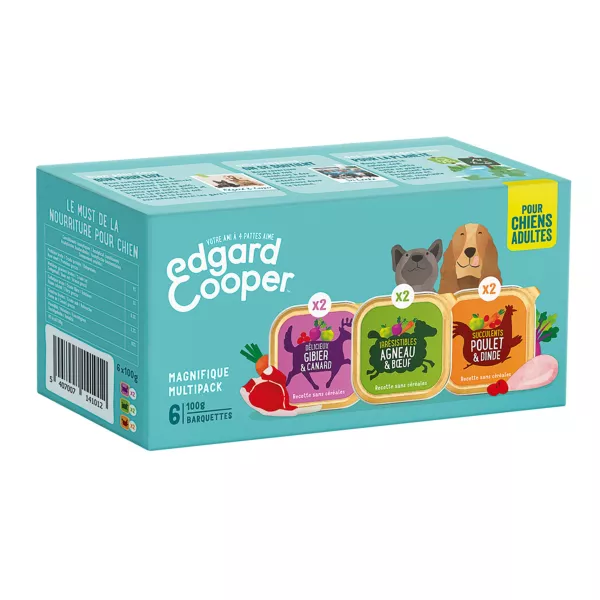 Pâtée pour chien adulte multipack sans céréales 6 x 100 g Edgard & Cooper