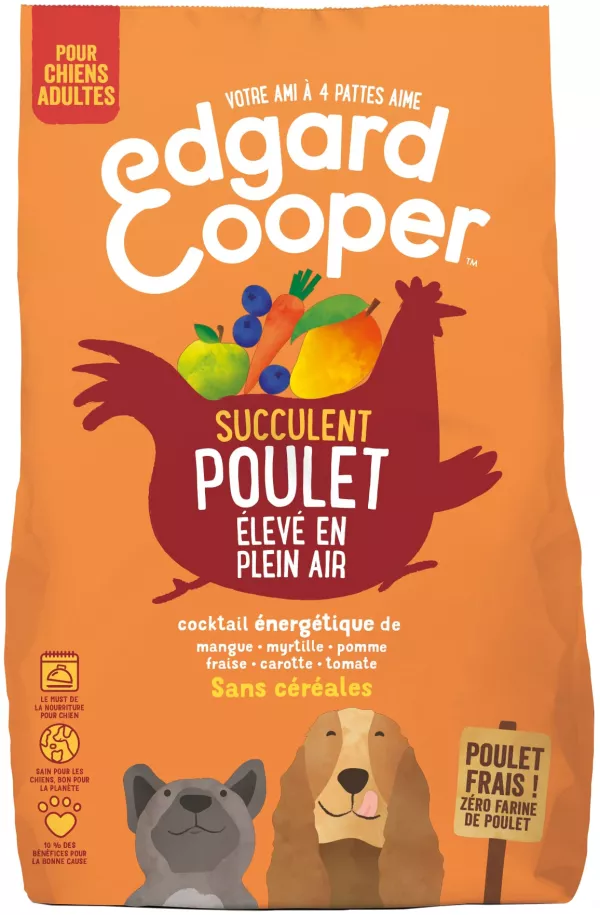 Croquettes pour chien adulte au poulet sans céréales 1 kg Edgard & Cooper