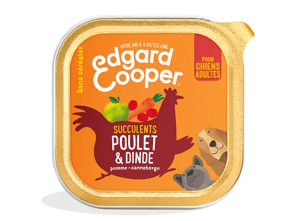 Pâtée pour chien adulte sans céréales poulet et dinde Edgard & Cooper