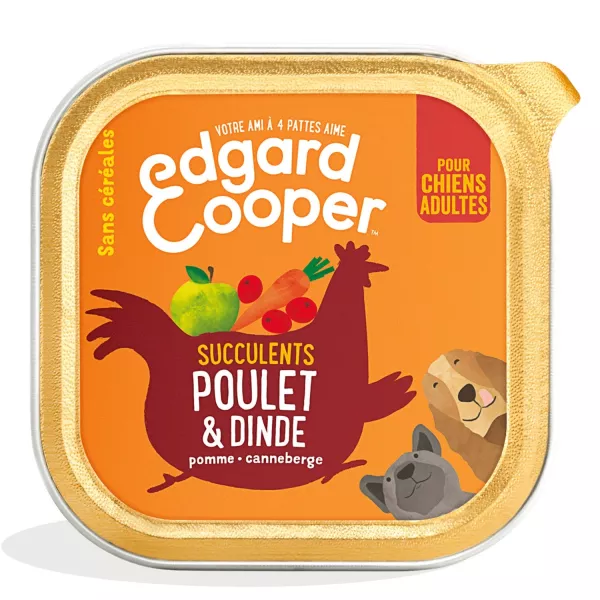 Pâtée pour chien adulte sans céréales poulet et dinde 300 g Edgard & Cooper