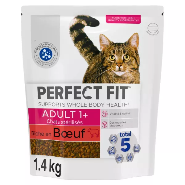 Croquettes pour chat stérilisé riches en bœuf 1,4 kg