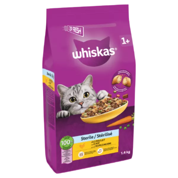 Croquettes pour chat stérilisé au poulet, sac 1,4 kg