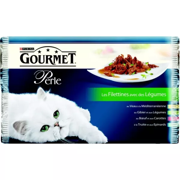 Pâtée pour chat Perle mini filets aux légumes 4 x 85 g