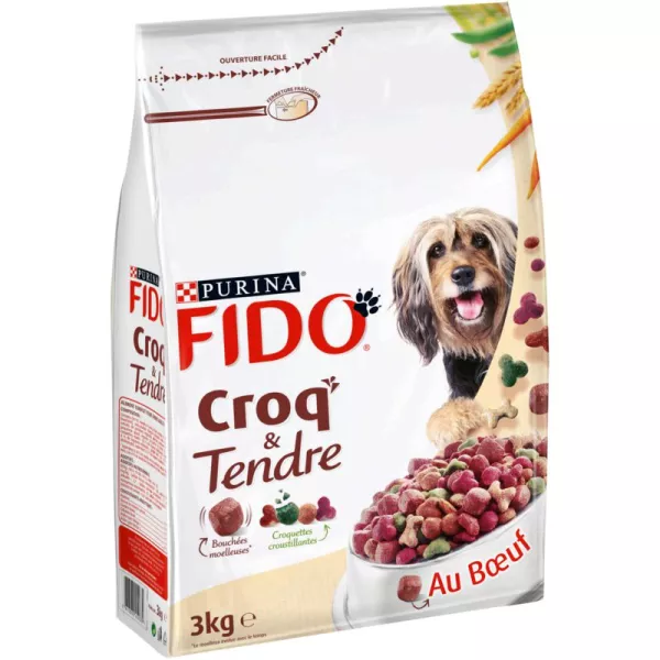 Croquettes pour chien au bœuf 3 kg Purina Fido Croq' & Tendre