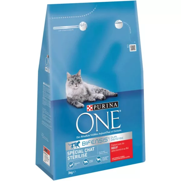 Croquettes pour chat stérilisé au bœuf, sac 3 kg