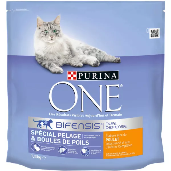 Croquettes pour chat spécial pelage et boules de poils 1,5 kg