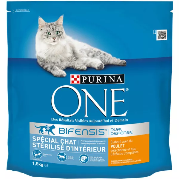 Croquettes pour chat stérilisé d'intérieur au poulet 1,5 kg Purina One