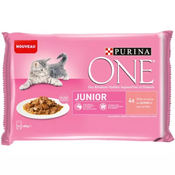 Pâtée pour chat junior au saumon 4 x 85 g