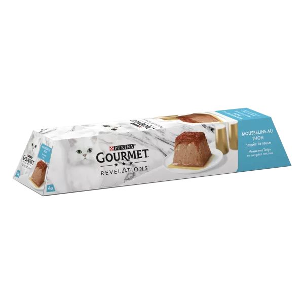 Pâtée pour chat adulte en mousse au thon nappée de sauce 4x57 g Purina Gourmet Revelations