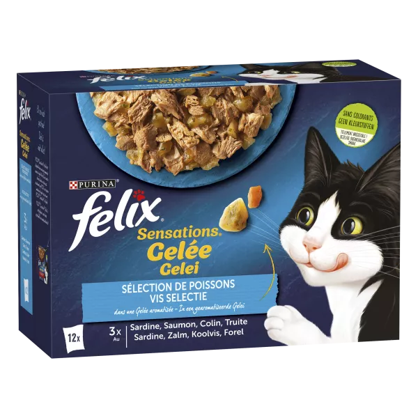 Sachets pour chat sélection de poissons en gelée 12 x 85 g
