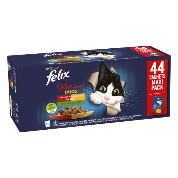 Sachets pour chat Délicieux Duos sélection de la campagne aux légumes 44 x 85 g