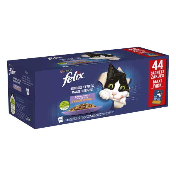 Sachets pour chat tendres effilés sélection mixte en gelée 44 x 85 g