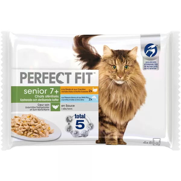 Pâtée pour chat senior stérilisé en sauce 2 variétés 4 x 85 g