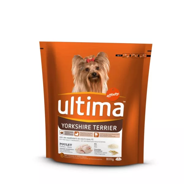 Croquettes pour chien mini au poulet et riz 800 g Ultima Yorkshire Terrier