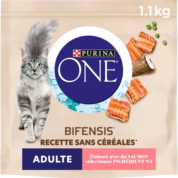 Croquettes pour chat adulte au saumon sans céréales 1,1 kg Purina One