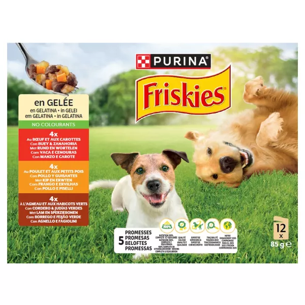 Pâtée pour chien adulte en gelée poulet bœuf agneau VitaFit 12 x 85 g Friskies