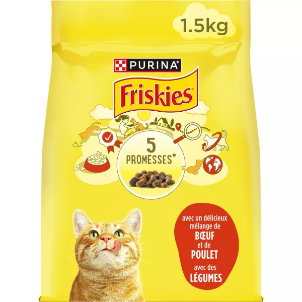 Croquettes pour chat bœuf, poulet et légumes 1,5 kg