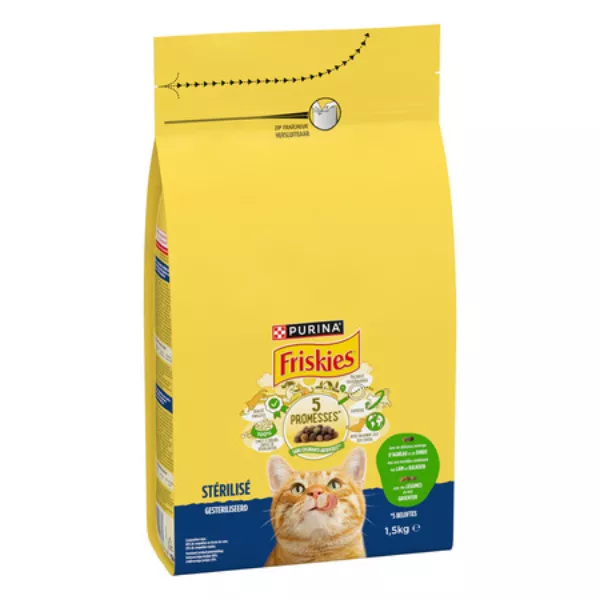 Croquettes pour chat stérilisé agneau, dinde et légumes 1,5 kg