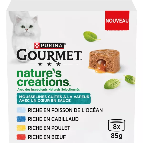 Pâtée pour chat adulte Gourmet Nature's Creations 8 x 85 g
