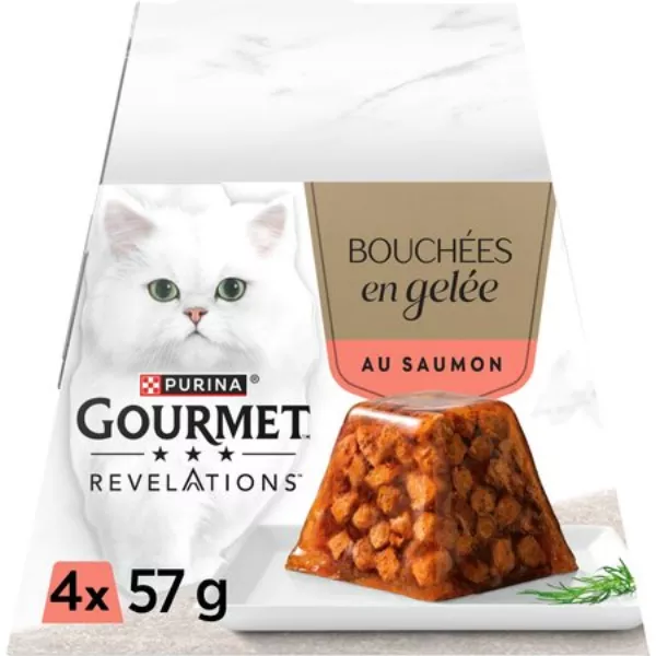 Pâtée Revelations pour chat adulte en gelée au saumon 4 x 57 g