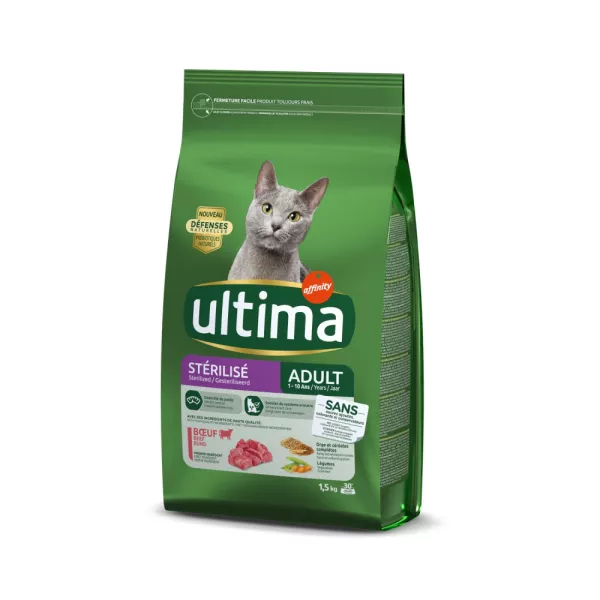 Croquettes pour chat stérilisé au bœuf 1,5 kg